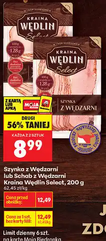 Biedronka Szynka z Wędzarni lub Schab z Wędzarni Kraina Wędlin Select oferta