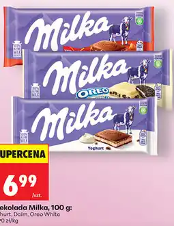 Biedronka Czekolada Milka, 100 g: yoghurt, Daim, Oreo White oferta