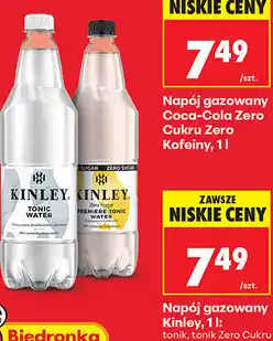 Biedronka Napój gazowany Kinley, 1 l: tonik, tonik Zero Cukru oferta