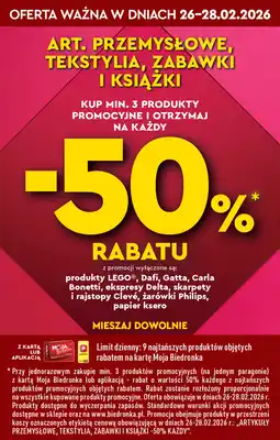 Biedronka Artykuły Przemysłowe i Tekstylia (promocja -50% przy zakupie 3 szt.) oferta
