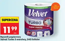 Biedronka Ręcznik papierowy Velvet Turbo 3 warstwy, 340 listków oferta