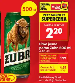 Biedronka Piwo jasne pełne Żubr oferta