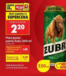 Biedronka Piwo jasne pełne Żubr, 550 ml oferta