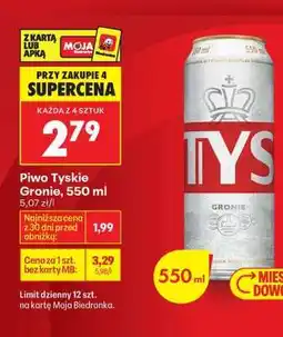 Biedronka Piwo Tyskie Gronie, 550 ml oferta