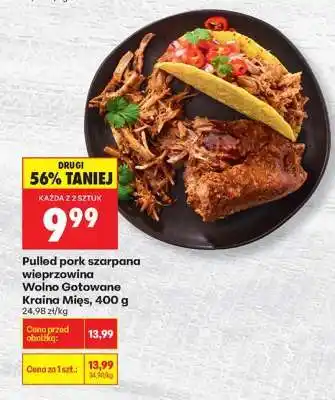 Biedronka Pulled pork szarpana wieprzowina Wolno Gotowane Kraina Mies, 400 g oferta