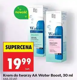 Biedronka Krem do twarzy AA Water Boost, 30 ml oferta