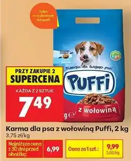 Biedronka Karma dla psa z wołowiną Puffi, 2 kg oferta
