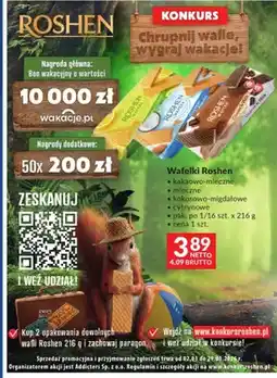 Makro Wafle Roshen kakaowo-mleczne, mleczne, kokosowo-migdałowe, cytrynowe oferta