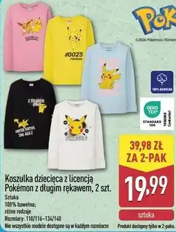 ALDI Koszulka dziecięca z licencją Pokémon z długim rękawem, 2 szt oferta