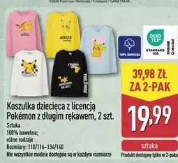 ALDI Koszulka dziecięca z licencją Pokémon z długim rękawem, 2 szt oferta