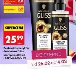 Biedronka Zestaw kosmetyków do włosów szampon l i odżywka oferta