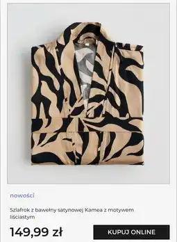 Home&You Szlafrok z bawełny satynowej Kamea z motywem liściastym oferta