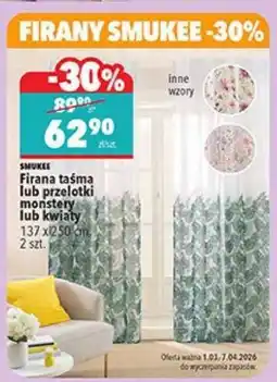 Biedronka Firana taśma lub przelotki monstery lub kwiaty oferta