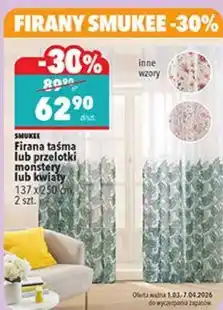 Biedronka Firana taśma lub przelotki monstery lub kwiaty 137 x 250 cm, 2 szt oferta