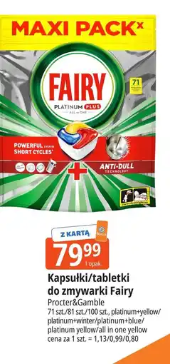 E.Leclerc Tabletki do zmywarki lemon Fairy Platinum Plus oferta