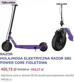 Decathlon RAZOR HULAJNOGA ELEKTRYCZNA RAZOR S85 POWER CORE FIOLETOWA oferta