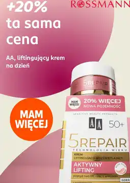 Rossmann AA 50+ 5 Repair Krem liftingująco-rozświetlający na dzień oferta