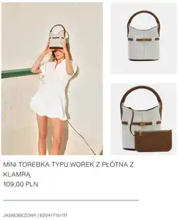 ZARA MINI TOREBKA TYPU WOREK Z PŁÓTNA Z KLAMRĄ oferta