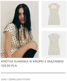 ZARA KRÓTKA SUKIENKA W KROPKI Z WIĄZANIEM oferta