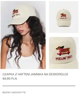 ZARA CZAPKA Z HAFTEM JAMNIKA NA DESKOROLCE oferta