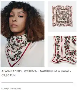 ZARA APASZKA 100% WISKOZA Z NADRUKIEM W KWIATY oferta
