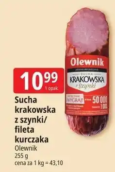 E.Leclerc Kiełbasa krakowska sucha z fileta kurczaka Olewnik oferta