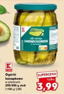 Kaufland Ogórki kanapkowe w plastrach 290/530g słoik oferta