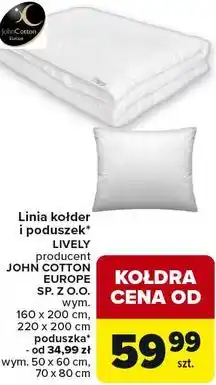Carrefour Linia kołder i poduszek LIVELY producent JOHN COTTON EUROPE oferta
