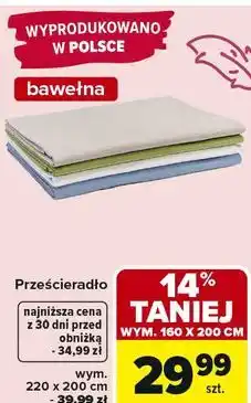 Carrefour Prześcieradło bawełna wym. 220 x 200 cm oferta