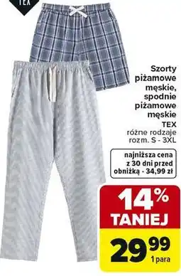 Carrefour Szorty piżamowe męskie, spodnie piżamowe męskie TEX różne rodzaje rozm. S - 3XL oferta