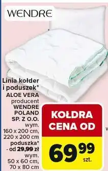 Carrefour Linia kołder i poduszek ALOE VERA producent WENDRE POLAND oferta