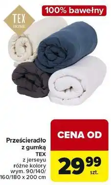 Carrefour Prześcieradło z gumką TEX z jerseyu 100% bawełny oferta