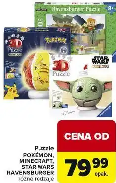 Carrefour Puzzle POKÉMON, MINECRAFT, STAR WARS RAVENSBURGER różne rodzaje oferta