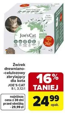 Carrefour Żwirek drewniano-celulozowy zbrylający dla kota JOE'S CAT oferta