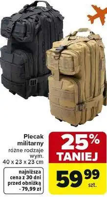Carrefour Plecak militarny różne rodzaje wym. 40 x 23 x 23 cm oferta