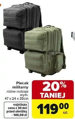 Carrefour Plecak militarny różne rodzaje wym. 47 x 24 x 35 cm oferta