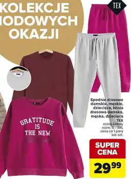 Carrefour Spodnie dresowe damskie, męskie, dziecięce, bluza dresowa damska, męska, dziecięca TEX oferta