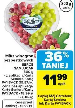 Carrefour Miks winogron bezpestkowych SERCE SANLUCAR oferta