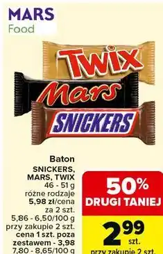 Carrefour Baton SNICKERS, MARS, TWIX 46-51 g (różne rodzaje) oferta