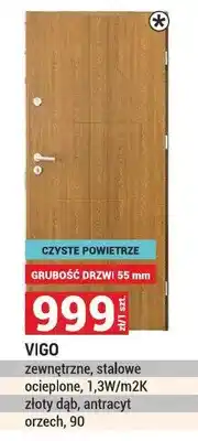 Merkury Market Drzwi Vigo zewnętrzne, stalowe ocieplone, 1,3W/m2K złoty dąb, antracyt orzech oferta