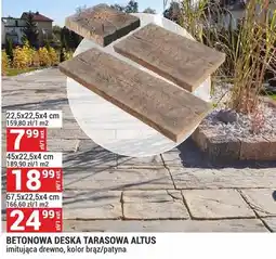 Merkury Market Betonowa deska tarasowa Altus 45x22,5x4 cm, imitująca drewno, kolor brąz/patyna oferta