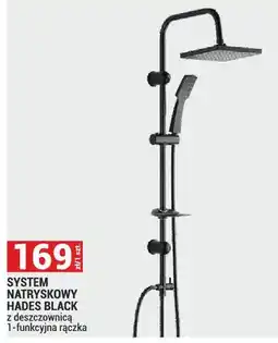 Merkury Market System natryskowy Hades Black z deszczownicą, 1-funkcyjna rączka oferta