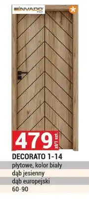 Merkury Market Drzwi Decorato 1-14 płytowe, kolor biały dąb jesienny oferta