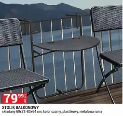 Merkury Market Stolik balkonowy składany 60x73-83x64 cm, kolor czarny, plastikowy, metalowa rama oferta