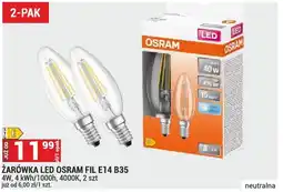 Merkury Market Żarówka LED Osram Fil E14 B35 4W, 4 kWh/1000h, 4000K 2-pak oferta