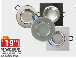 Merkury Market Oprawa set 3W1 + żarówka F, GU10 3,5W, 3,5 kWh/1000h 6W, 6 kWh/1000h oferta