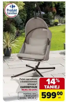 Carrefour Fotel ogrodowy z baldachimem wiszący Carrefour oferta