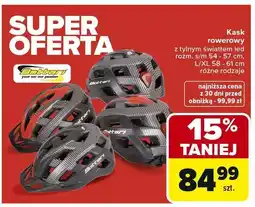 Carrefour Kask rowerowy z tylnym światłem led rozm. s/m 54 - 57 cm, L/XL 58 - 61 cm różne rodzaje oferta