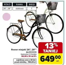 Carrefour Rower miejski 26, 28 Alice Eco hamulce V-brake oferta