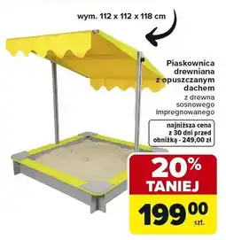 Carrefour Piaskownica drewniana z opuszczanym dachem z drewna sosnowego impregnowanego oferta